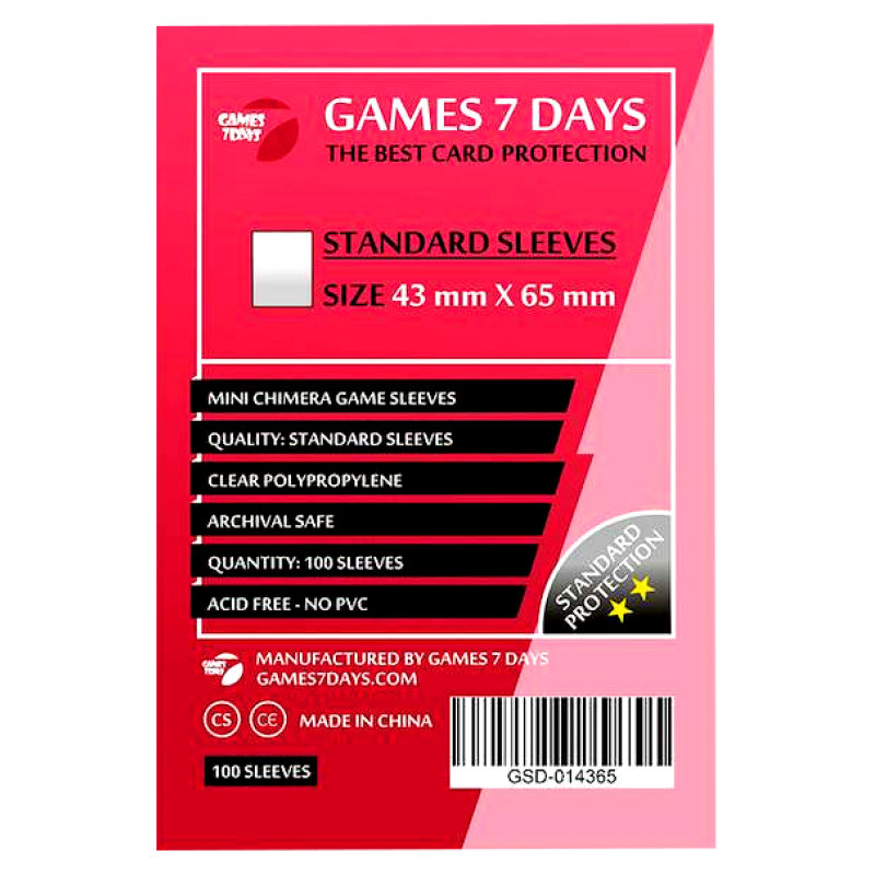 Protectors for Games 7 Days 43x65 mm standard cards
