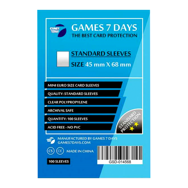 Аксесуар до настільної гри Games7Days Протектори для карт Games 7 Days 45x68 мм стандарт ( GSD-014568 )