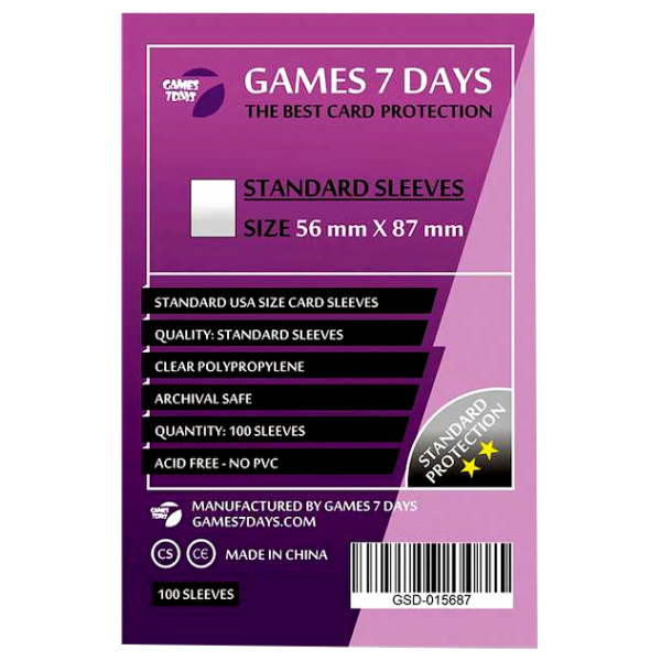 Аксесуар до настільної гри Games7Days Протектори для карт Games 7 Days 56x87 мм стандарт ( GSD-015687 )