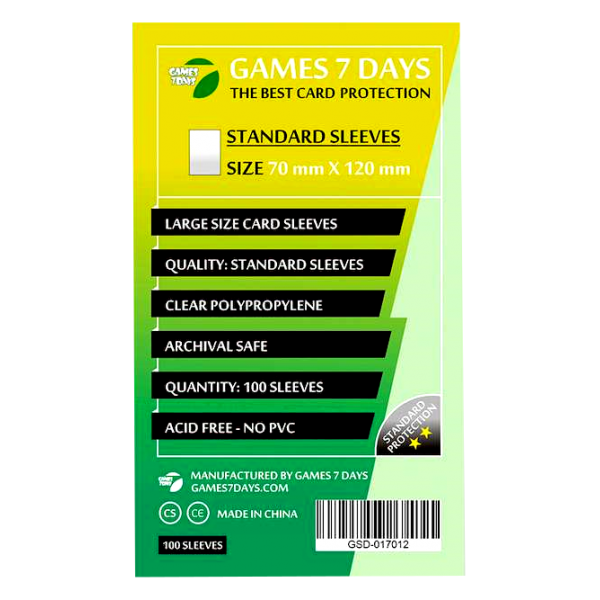 Аксесуар до настільної гри Games7Days Протектори для карт Games 7 Days 70x120 мм стандарт ( GSD-017012 )