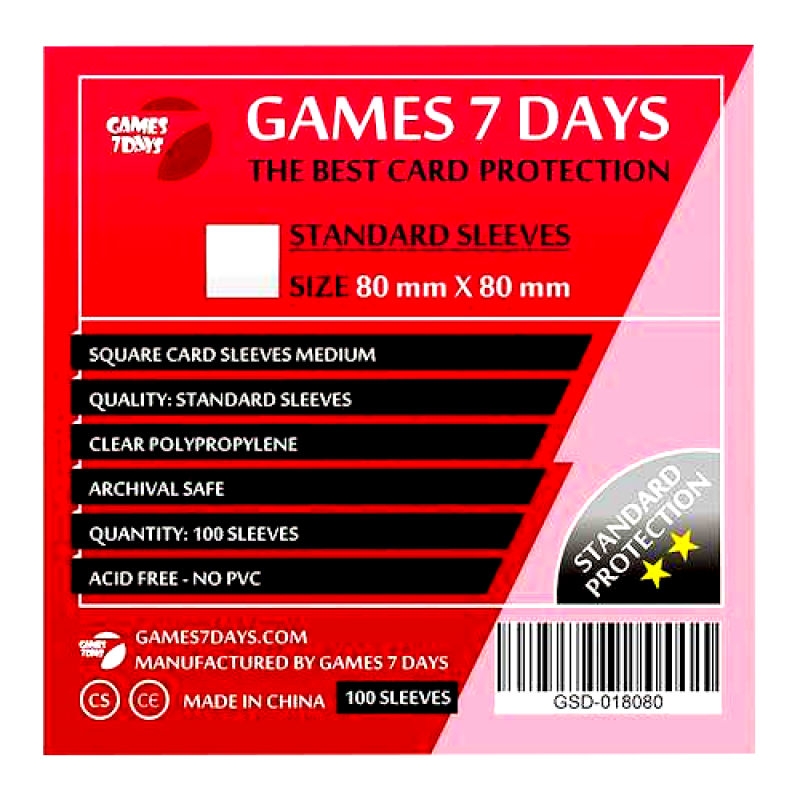 Protectors for Games 7 Days cards 80x80 mm standard