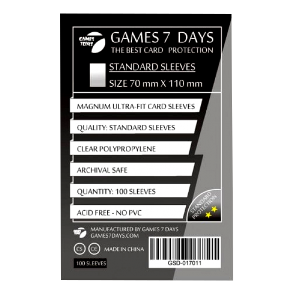 Аксесуар до настільної гри Games7Days Протектори для карт Games 7 Days 70x110 мм Стандарт ( GSD-017011 )