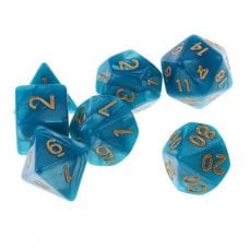 Dice Set (Dungeons & Dragons) (Blue + Glitter, 7pcs) (d4, d6, d8, d10, d12, d20, d100)