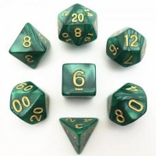 Dice Set (Dungeons & Dragons) (Green, 7pcs) (d4, d6, d8, d10, d12, d20, d100)
