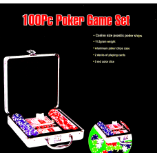 Покерний Набір 100 Фішок, Без Номіналу - Алюмінієвий Кейс (Poker Set 100 Chips, No Denomination - Aluminum Case) (англ)