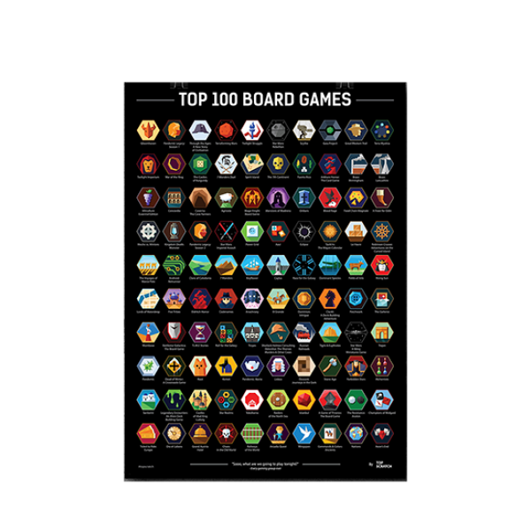 Скретч постер Top Scratch Топ 100 настільних ігор (Top 100 Board Games Scratch Poster) ( 3887 )